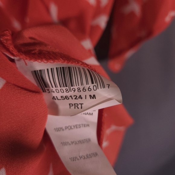 Karen Kane Asymmetric Blouse Hummingbird Design Angel Sleeve High Low Size Med - Picture 5 of 12